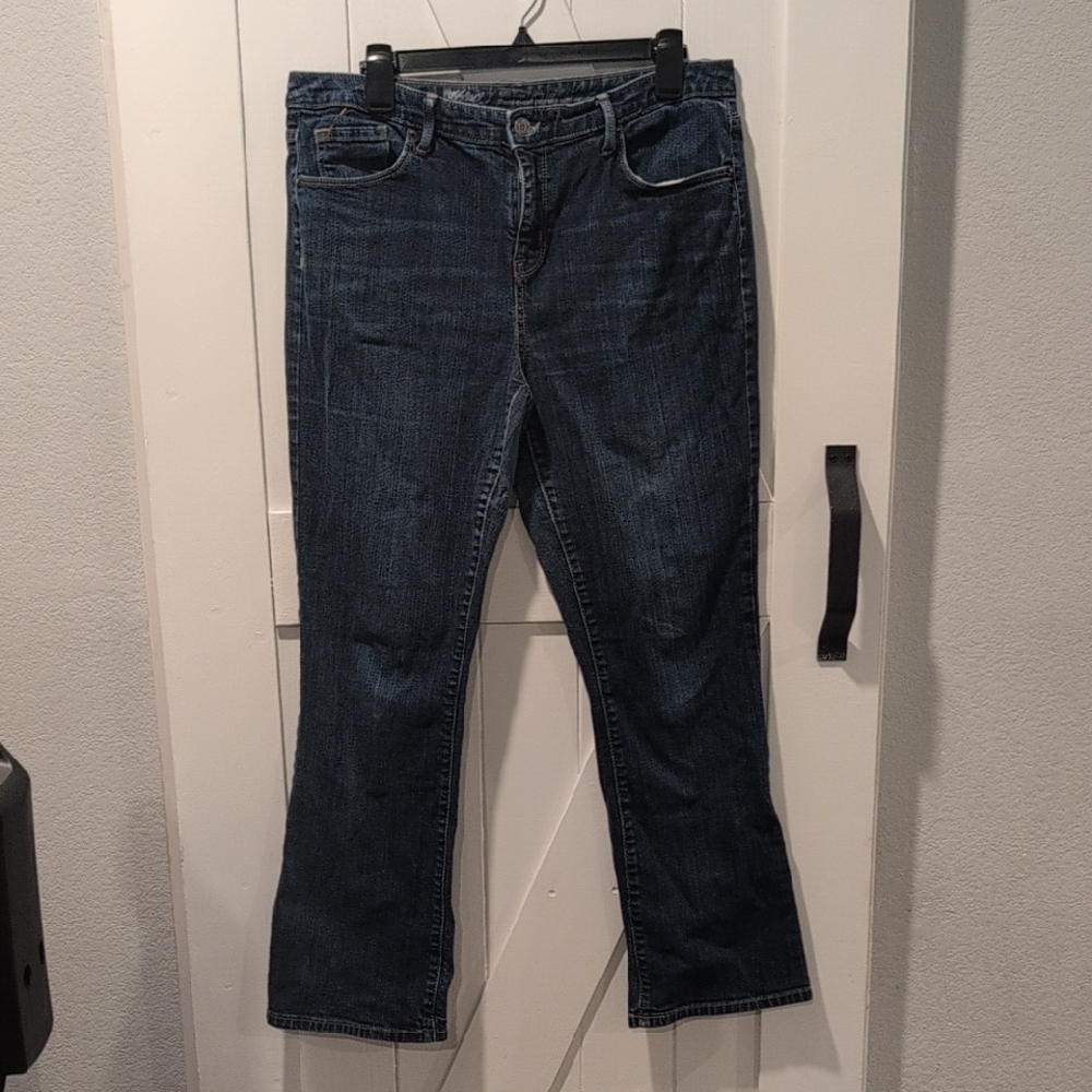 Massimo Women's Mid-Rise Curvy Bootcut Jeans - Dark Blue Size 12